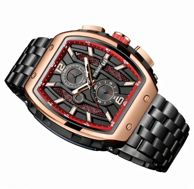 New Mens Watch Tonneau Quartz Watch Stainless Steel Waterproof Watches For Man Original