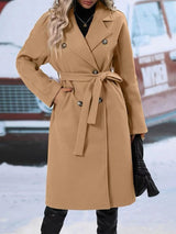 SELLEX™-Lapel Double-breasted Trench Coat With Belt Winter Fashion Solid Colour Long Jacket Outwear Women.