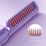 Professional Wireless Hair Straightener Curler Comb Fast Heating Negative Ion Straightening Curling Brush Hair Styling.