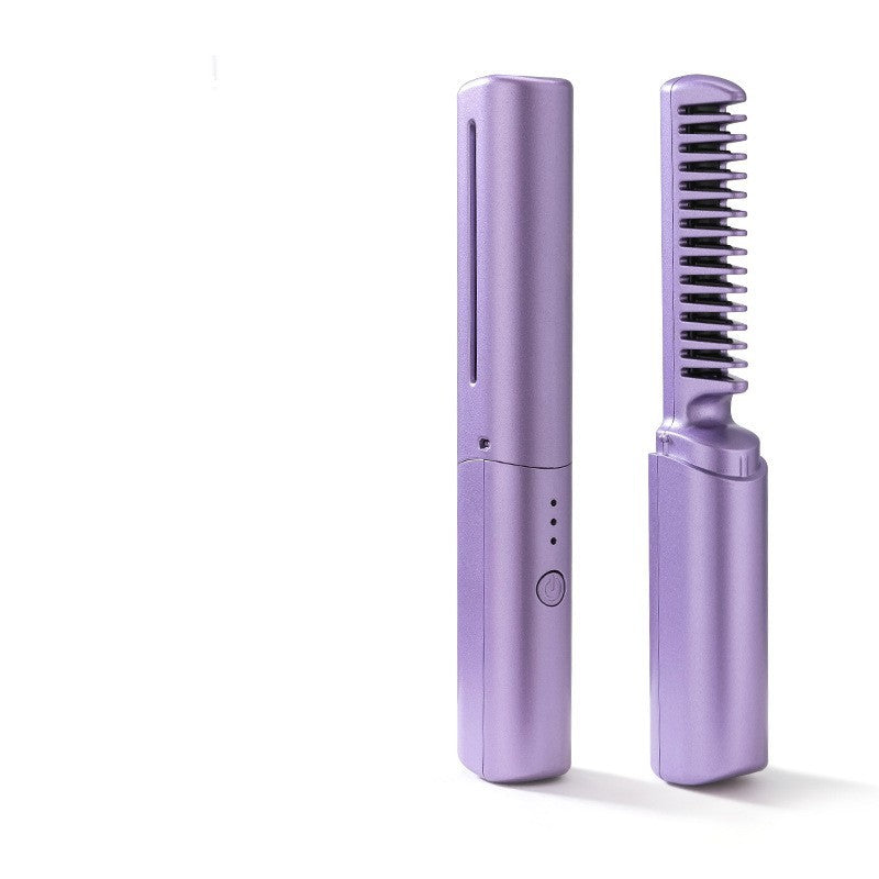 Professional Wireless Hair Straightener Curler Comb Fast Heating Negative Ion Straightening Curling Brush Hair Styling.